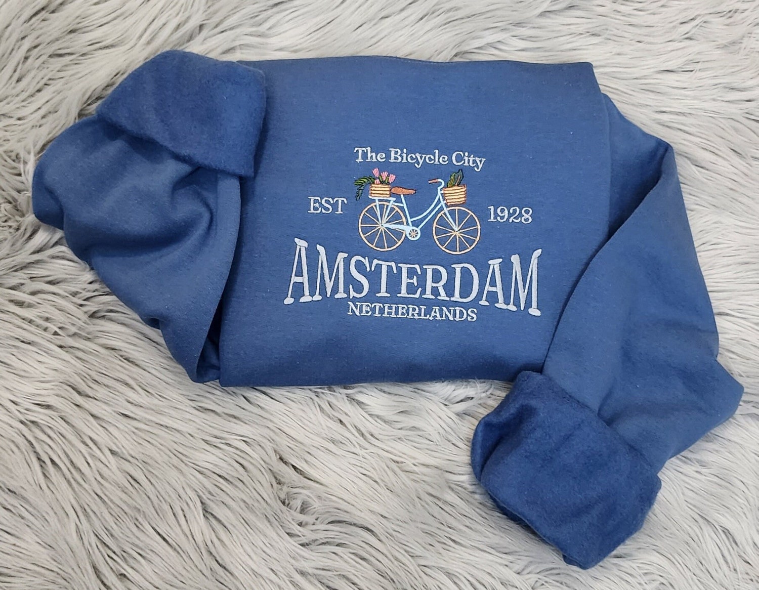 Vintage Amsterdam Embroidered Sweatshirt or Hoodie Retro Style Pullover image 1