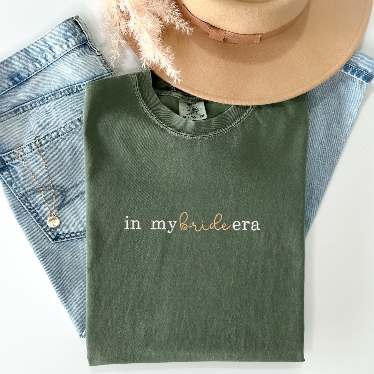 In My Bride Era Shirt Gift for Bride to Be Embroidered Comfort Colors T-Shirt image 3