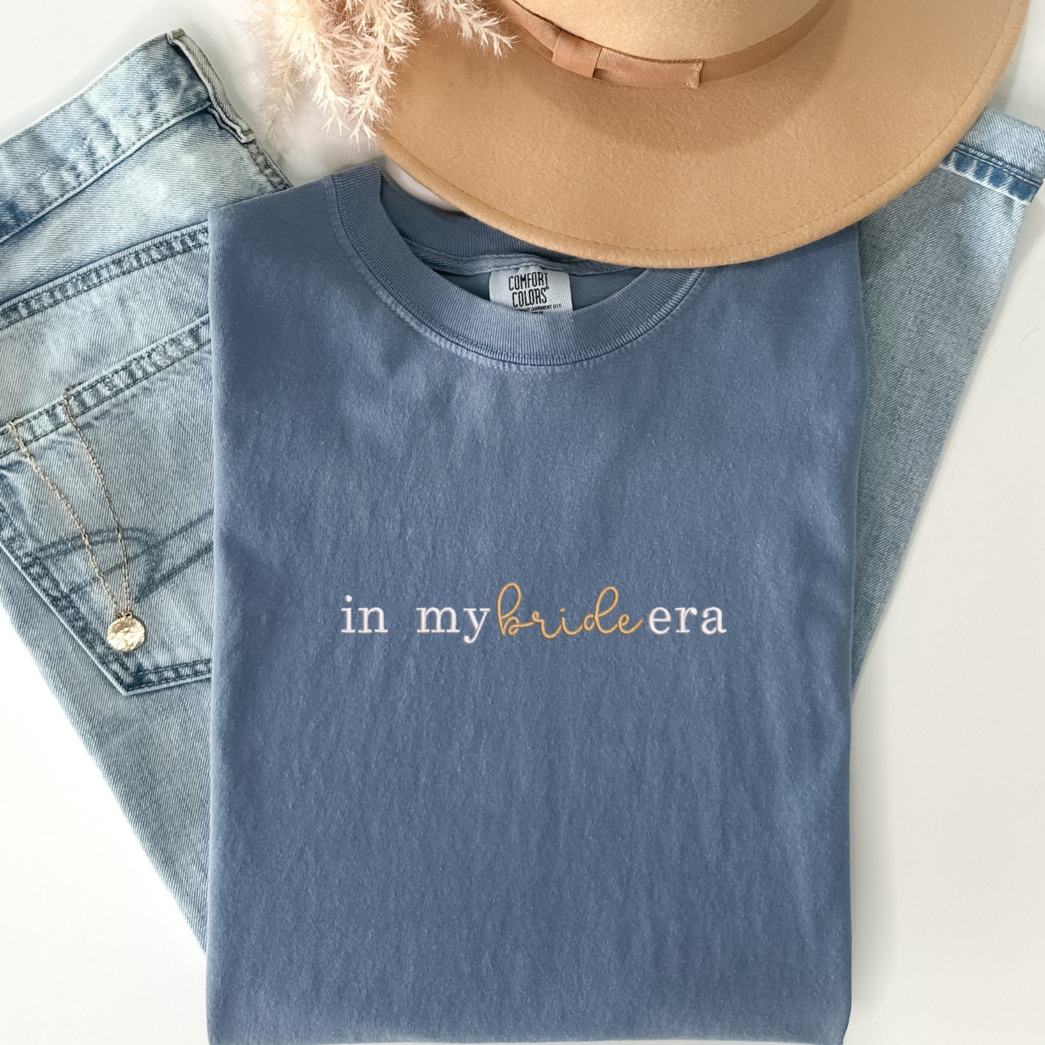 In My Bride Era Shirt Gift for Bride to Be Embroidered Comfort Colors T-Shirt image 4