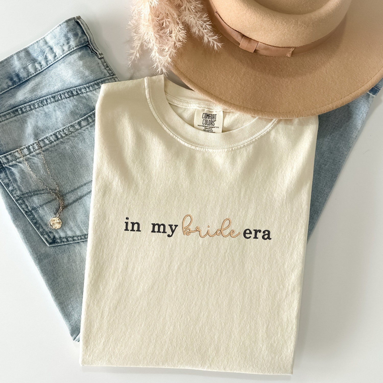 In My Bride Era Shirt Gift for Bride to Be Embroidered Comfort Colors T-Shirt image 2