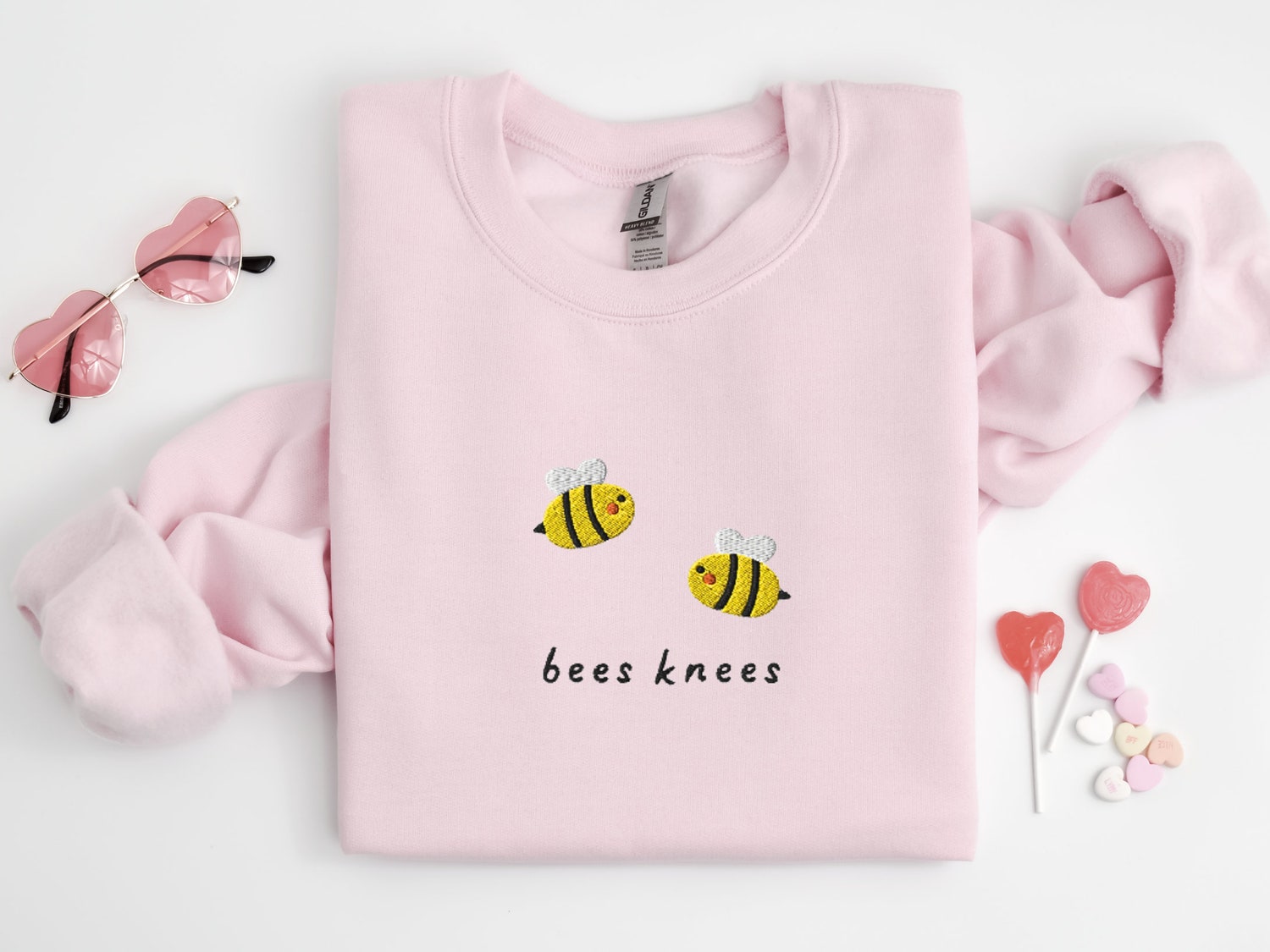 Bees Knees Embroidered Sweatshirt Funny Embroidered Bees Crewneck Sweater Cozy Bees Shirt image 4