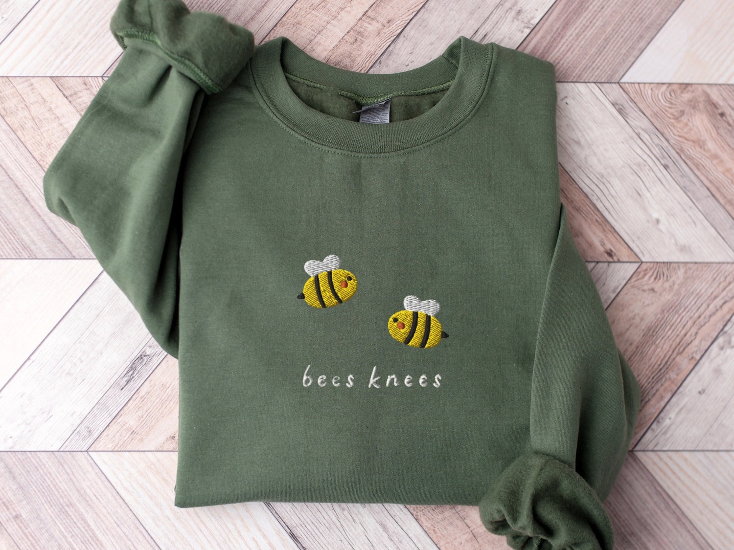 Bees Knees Embroidered Sweatshirt Funny Embroidered Bees Crewneck Sweater Cozy Bees Shirt image 1