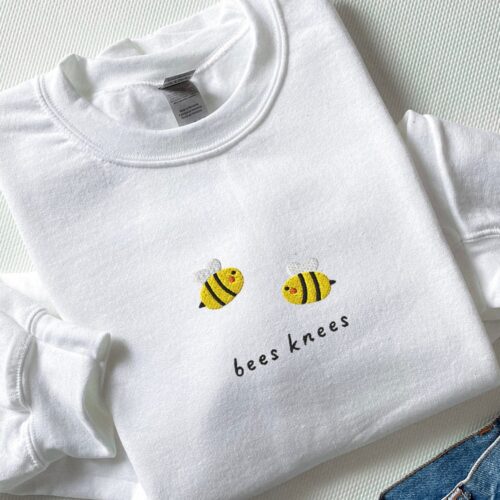 Bees Knees Embroidered Sweatshirt Funny Embroidered Bees Crewneck Sweater Cozy Bees Shirt image 0