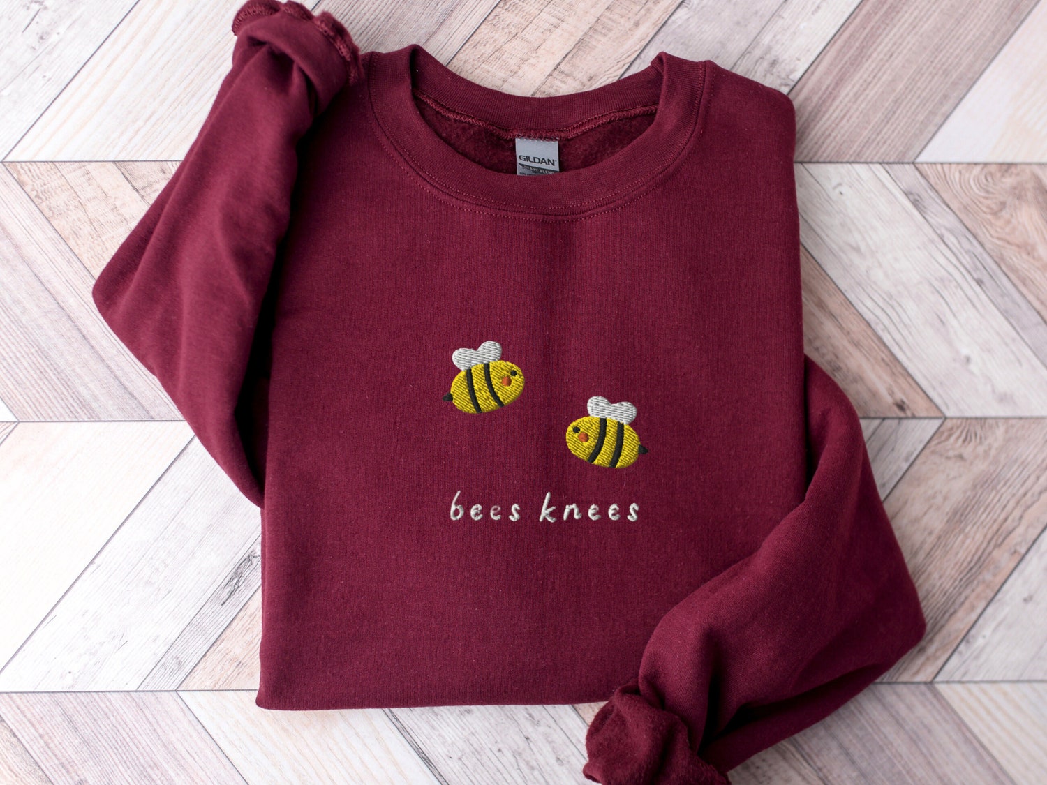 Bees Knees Embroidered Sweatshirt Funny Embroidered Bees Crewneck Sweater Cozy Bees Shirt image 3