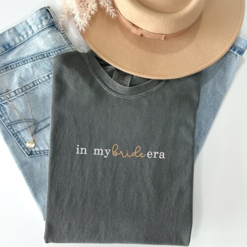 In My Bride Era Shirt Gift for Bride to Be Embroidered Comfort Colors T-Shirt image 0