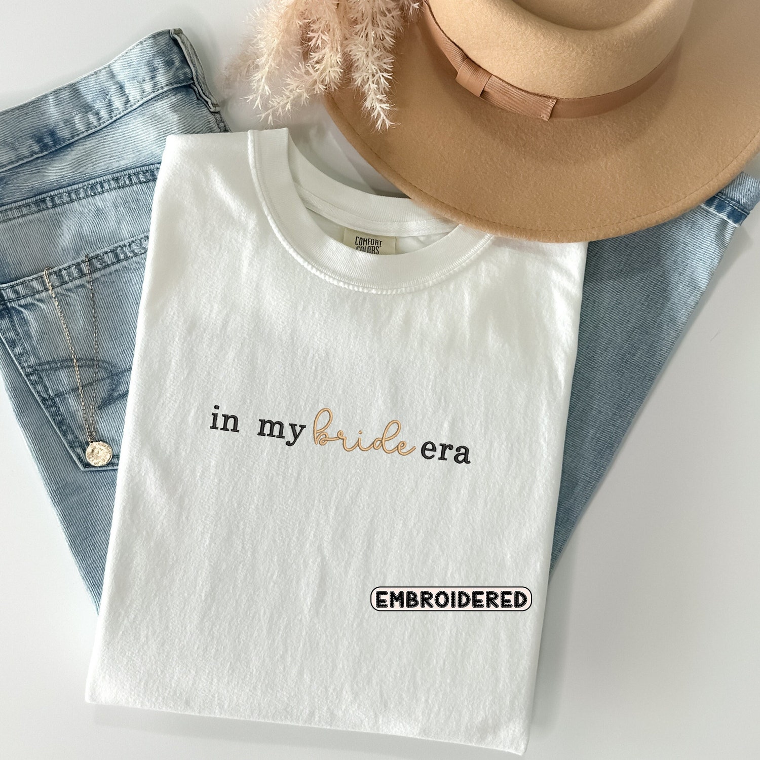 In My Bride Era Shirt Gift for Bride to Be Embroidered Comfort Colors T-Shirt image 1