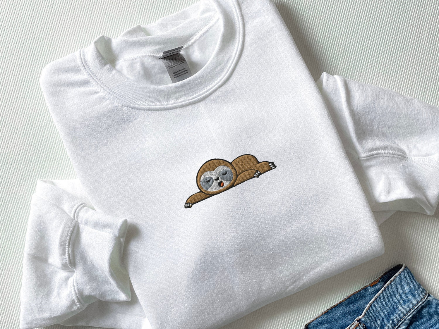 Embroidered Sloth Sweatshirt Hoodie Funny Coffee Sleeping Sloth Shirt Lazy Sloth Lover Gift image 2