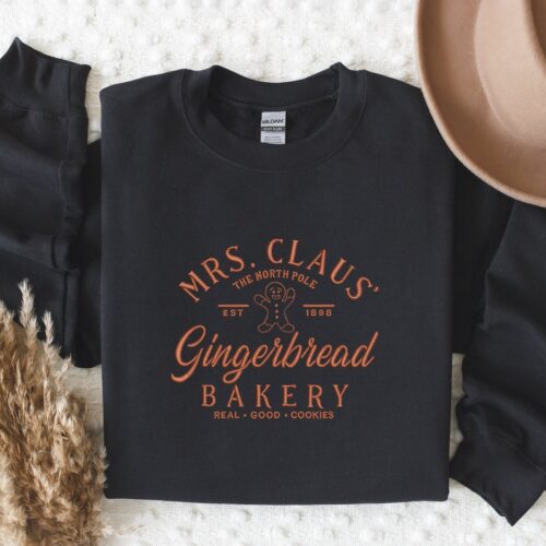 Mrs. Claus Gingerbread Embroidered Christmas Bakery Sweatshirt Holiday Gift Idea image 0