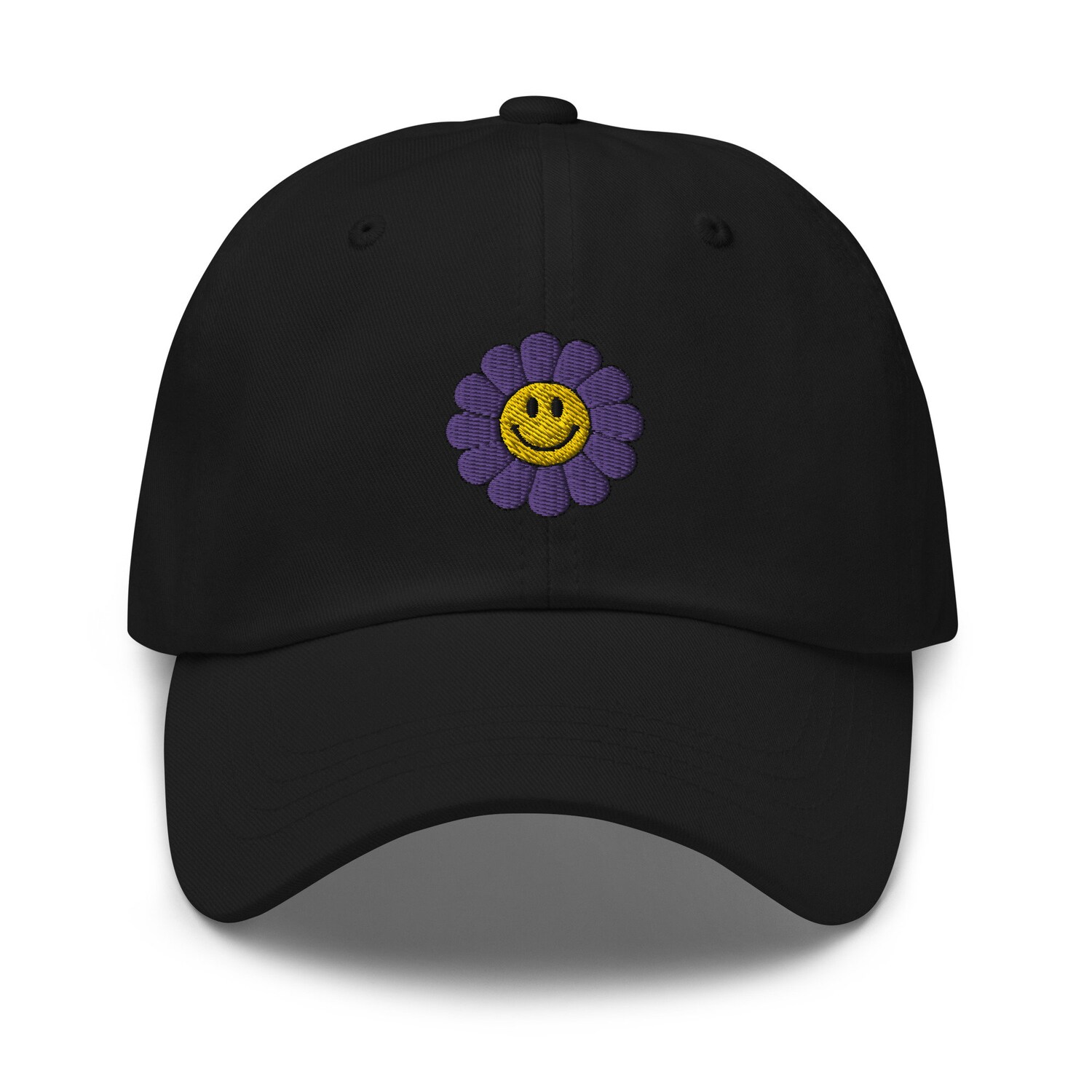 Smiley Daisy Embroidered Baseball Hat - Retro Flower Gift Cap image 6