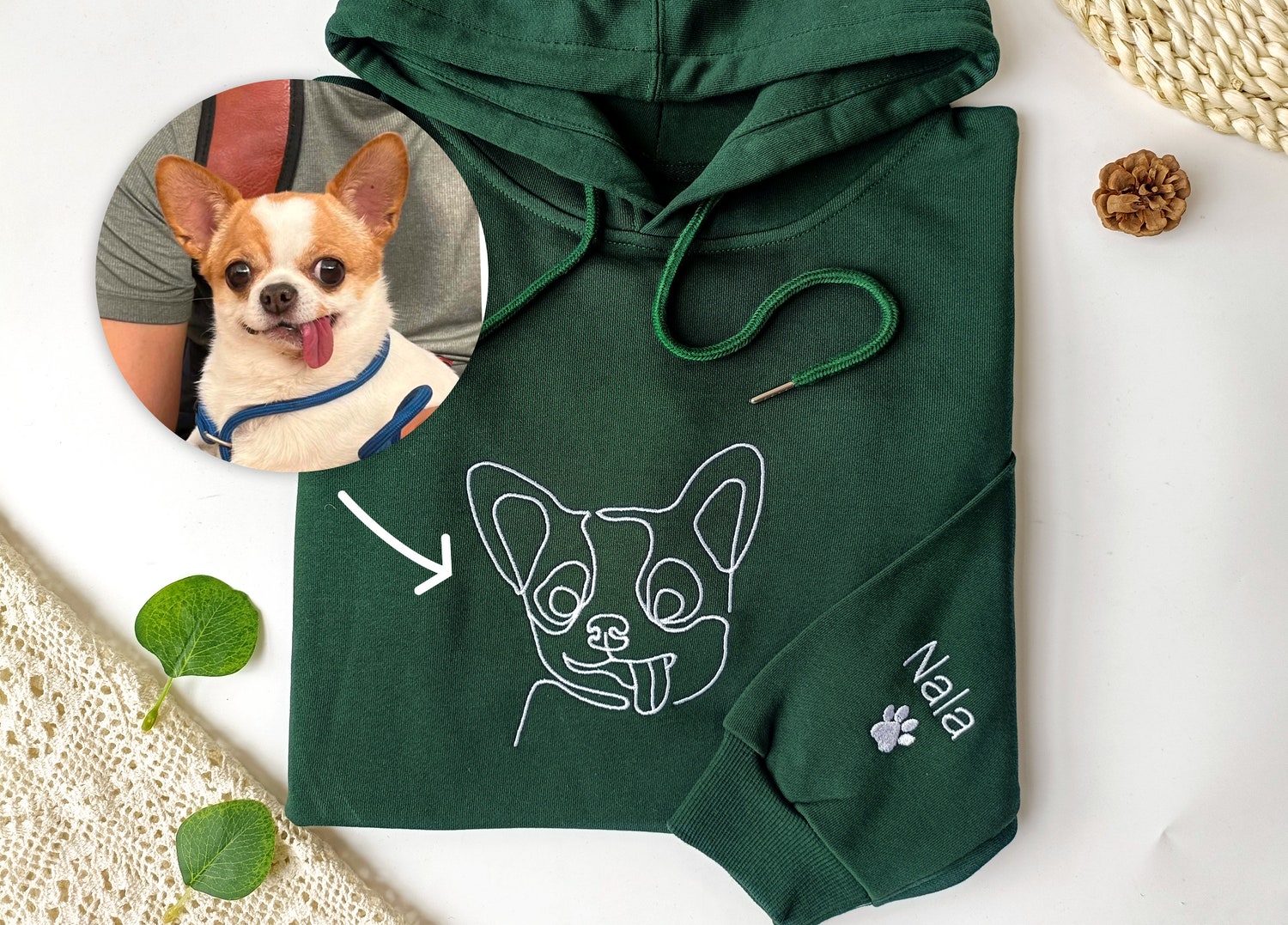 Custom Embroidered Dog Hoodie Personalized Pet Sweatshirt Unisex Dog Mom Sweater Gift image 3