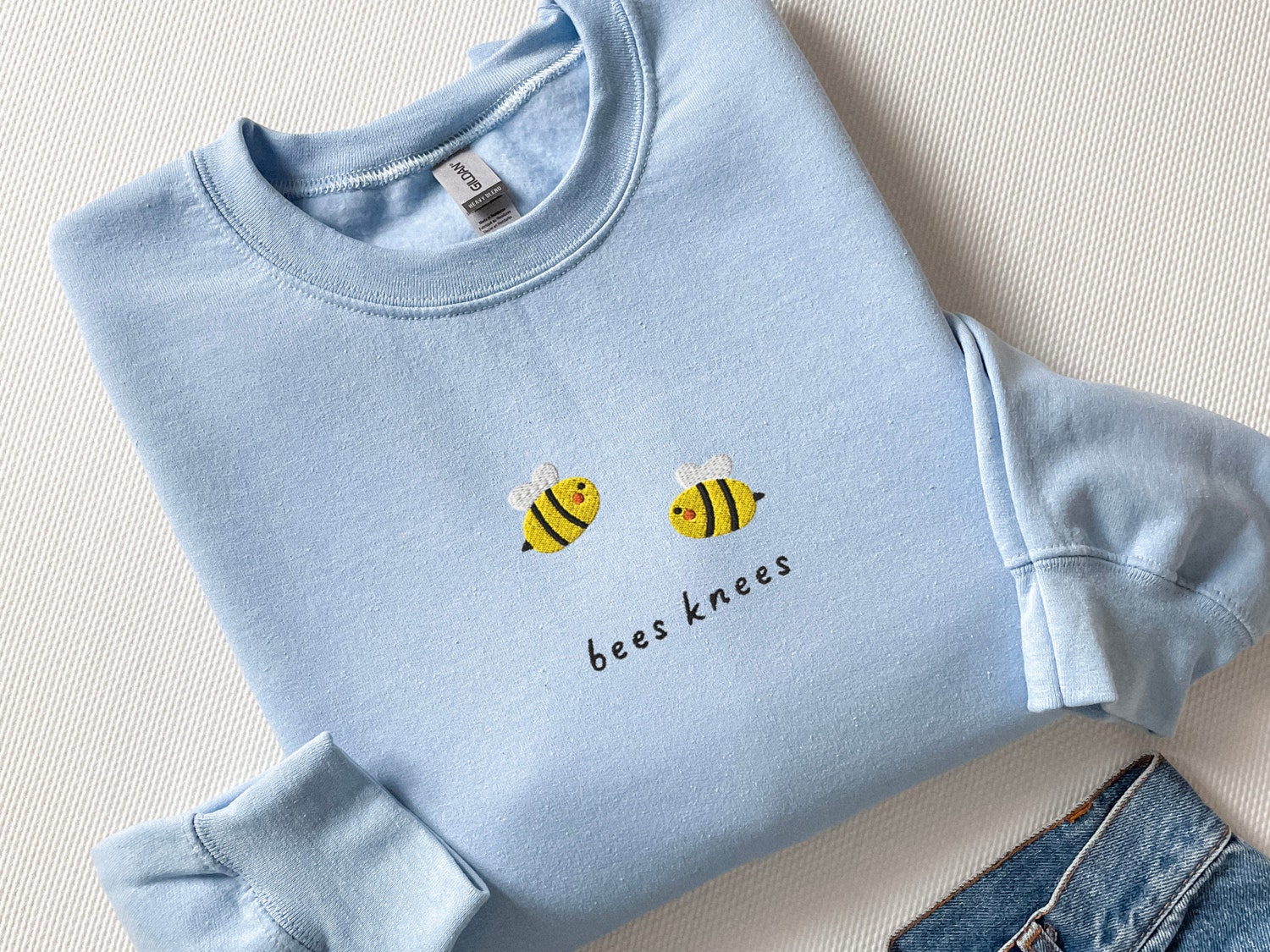 Bees Knees Embroidered Sweatshirt Funny Embroidered Bees Crewneck Sweater Cozy Bees Shirt image 2