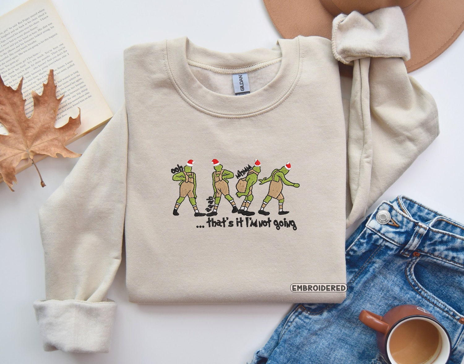 That's It I'm Not Going Christmas Embroidered Funny Sweatshirt Perfect Christmas Gift image 4