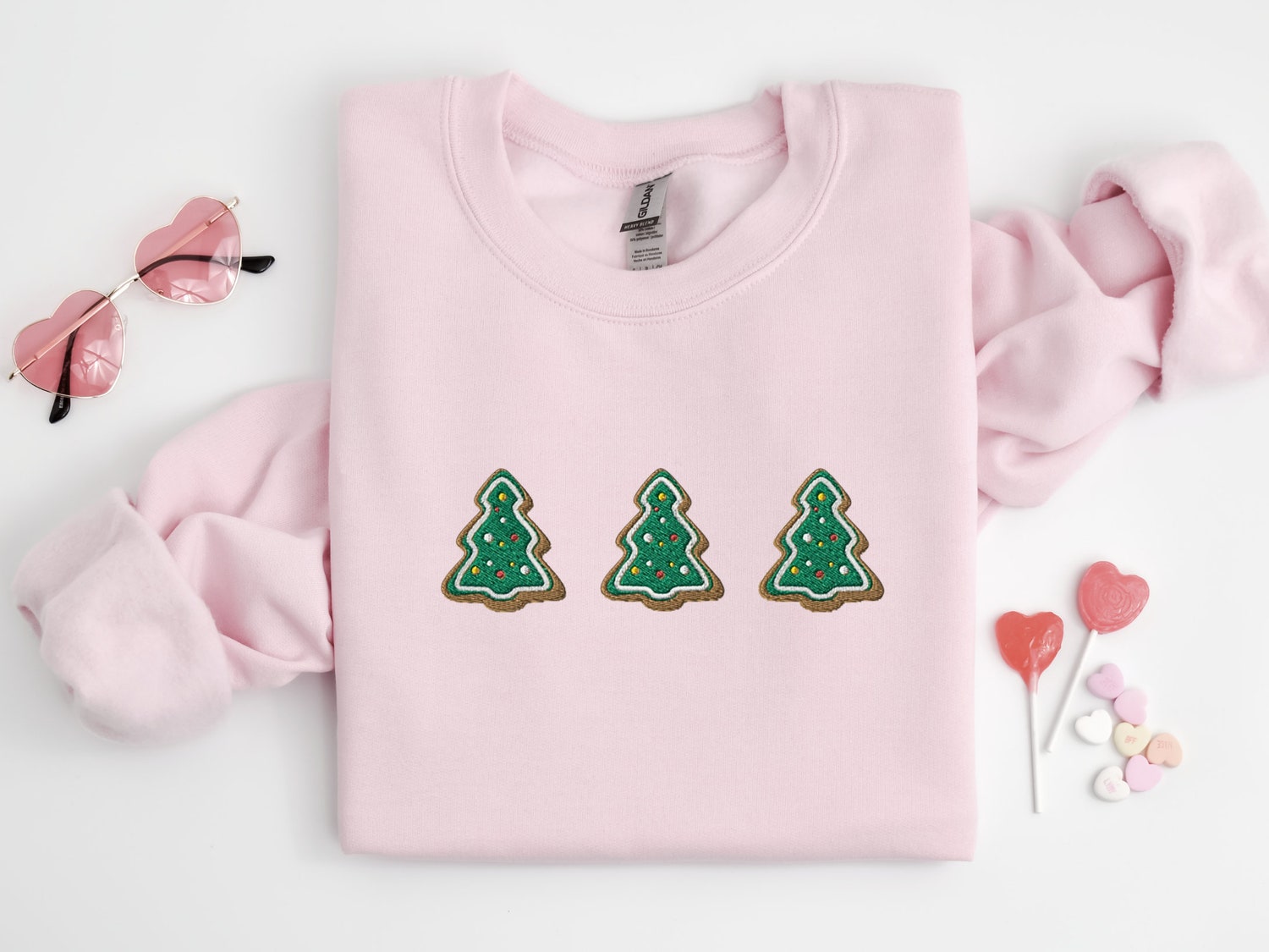 Embroidered Christmas Trees Sweatshirt Gingerbread Cookies Shirt Xmas Gift for Women image 5