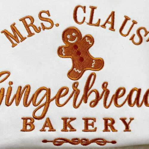 Mrs. Claus Gingerbread Embroidered Sweatshirt Christmas Cookie Hoodie Funny Holiday Sweater image 0