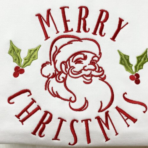 Vintage Santa Christmas Embroidered Sweatshirt Merry Christmas Hoodie Holiday Crew Neck image 0