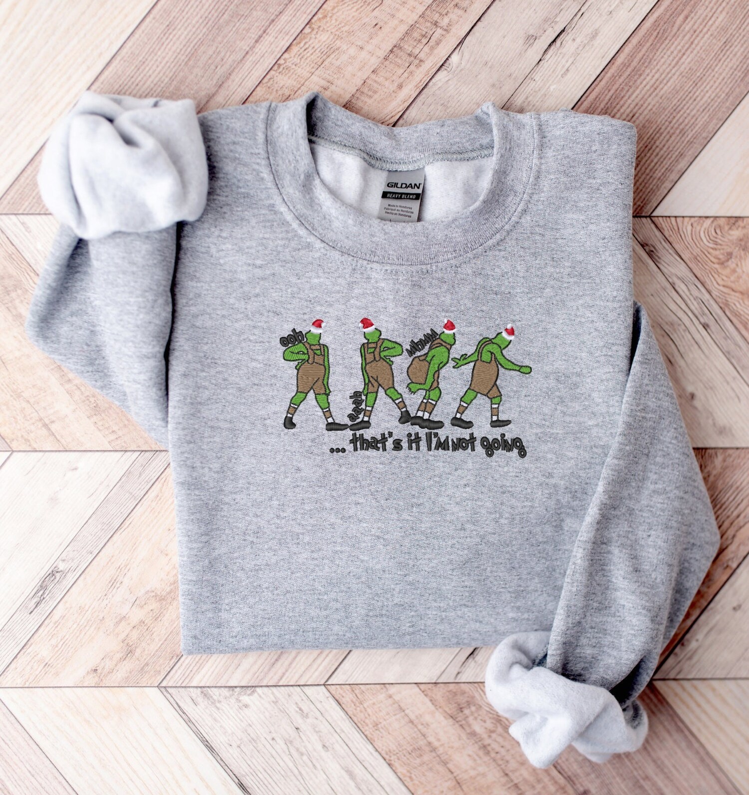 That's It I'm Not Going Christmas Embroidered Sweatshirt Funny Christmas Crewneck Sweater image 1