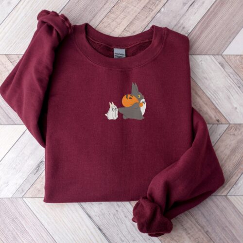 Anime Halloween Embroidered Sweatshirt Studio Ghibli Crewneck Pullover image 0