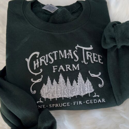 Christmas Tree Farm Embroidered Sweatshirt Holiday Season Cozy Apparel image 0