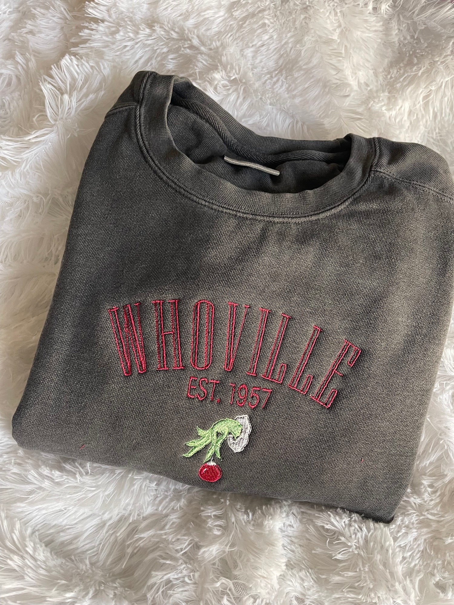 Christmas Embroidered Sweatshirt Stocking Stuffer Gift Holiday Crewneck for Friends image 3