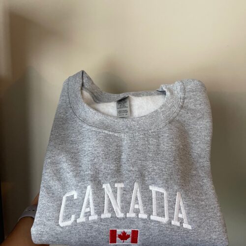 Canada Flag Embroidered Sweatshirt Canadian Gifts Crewneck for Friends image 0