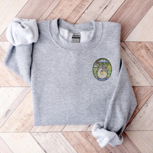 Anime-Inspired Embroidered Sweatshirt Studio Ghibli Crewneck Pullover image 0