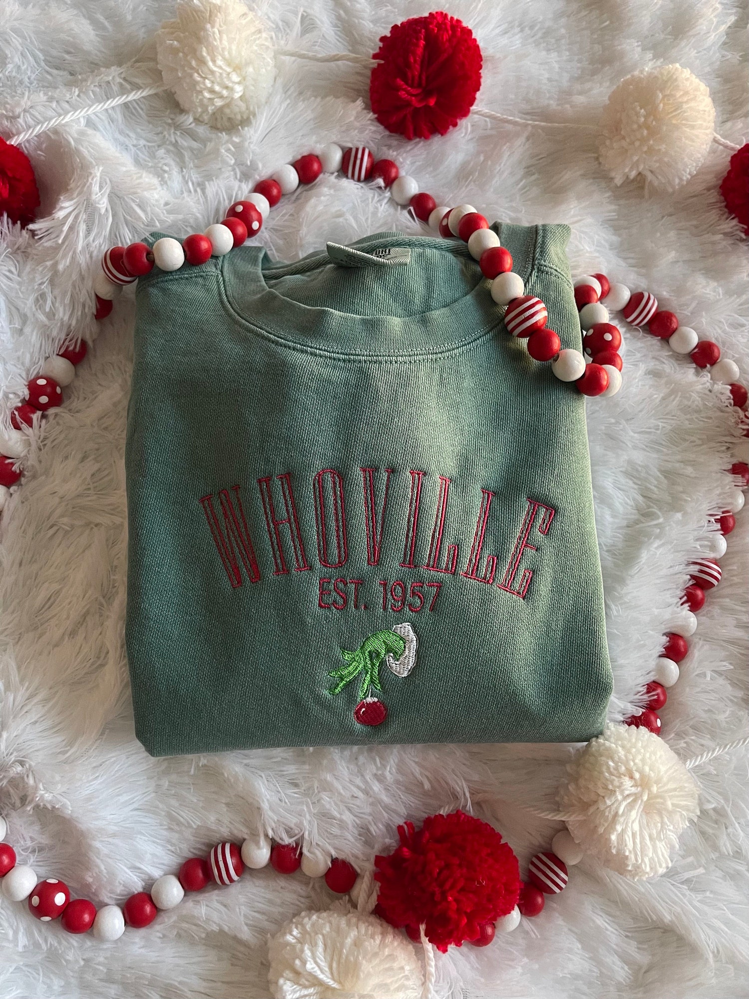 Christmas Embroidered Sweatshirt Stocking Stuffer Gift Holiday Crewneck for Friends image 1