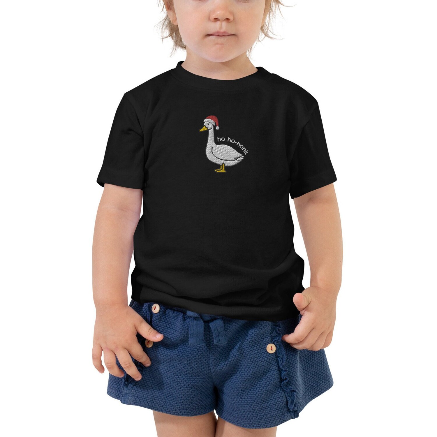 Embroidered Toddler Santa Goose Christmas Shirt Funny Goose Shirt for Kids Holiday Apparel image 3