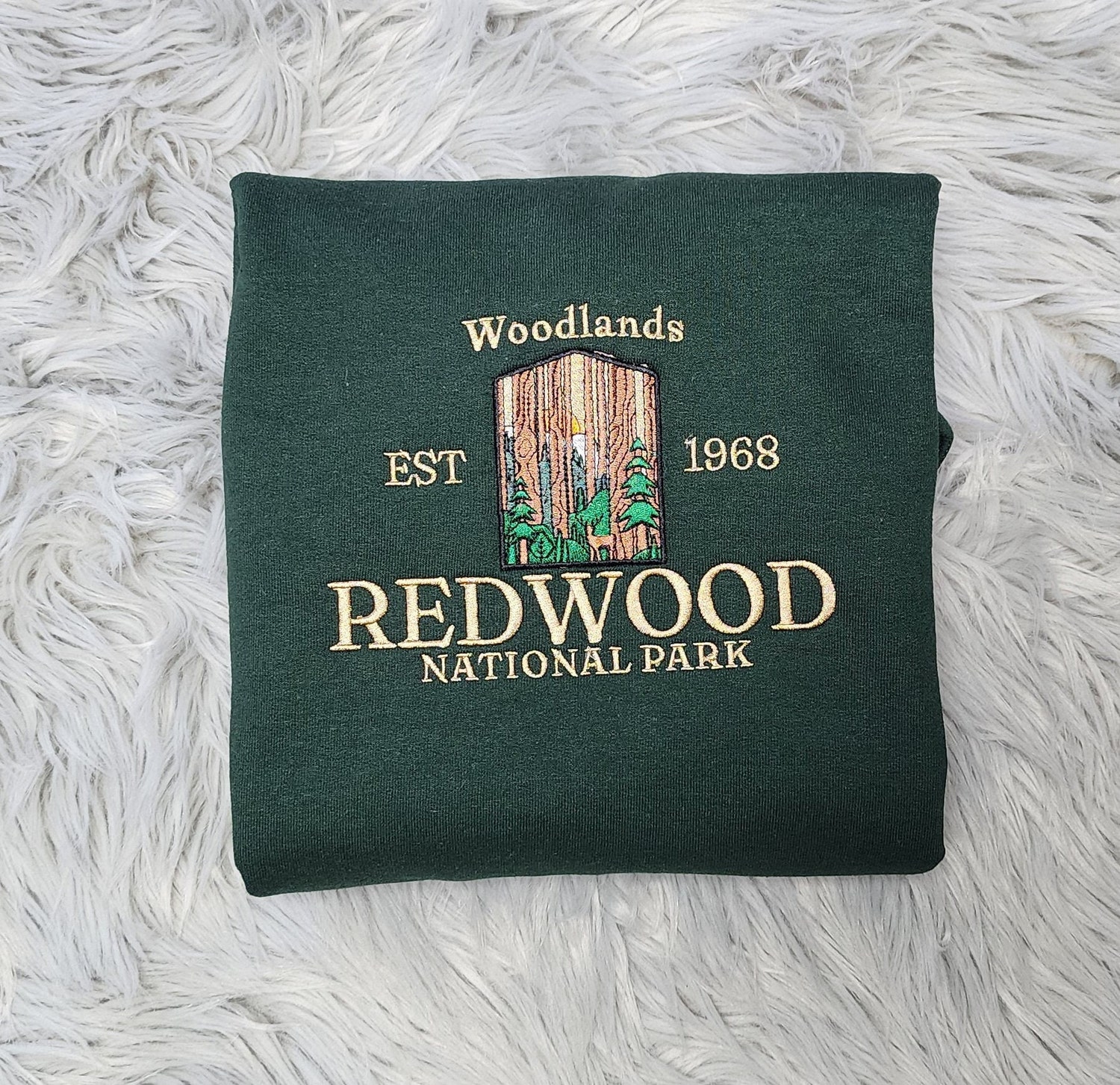 Redwood National Park Unisex Sweatshirt California Woodland Embroidered Pullover USA National Parks Apparel image 1