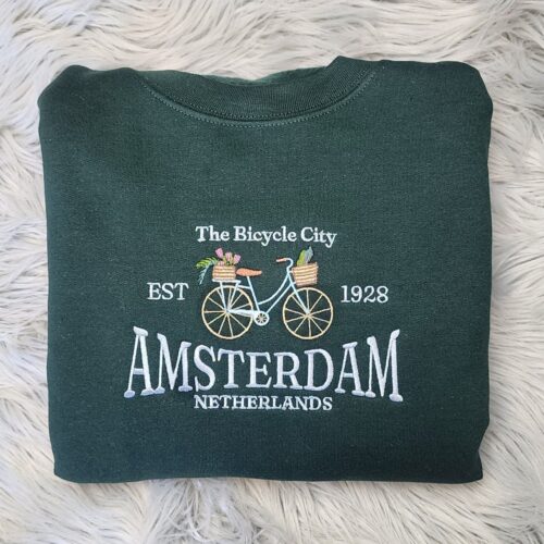 Vintage Amsterdam Embroidered Sweatshirt or Hoodie Retro Style Pullover image 0