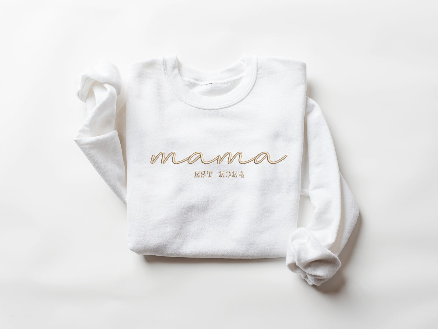 Mama Embroidered Sweatshirt Personalized Mother's Day Gift Mama EST Sweatshirt for Mom image 1