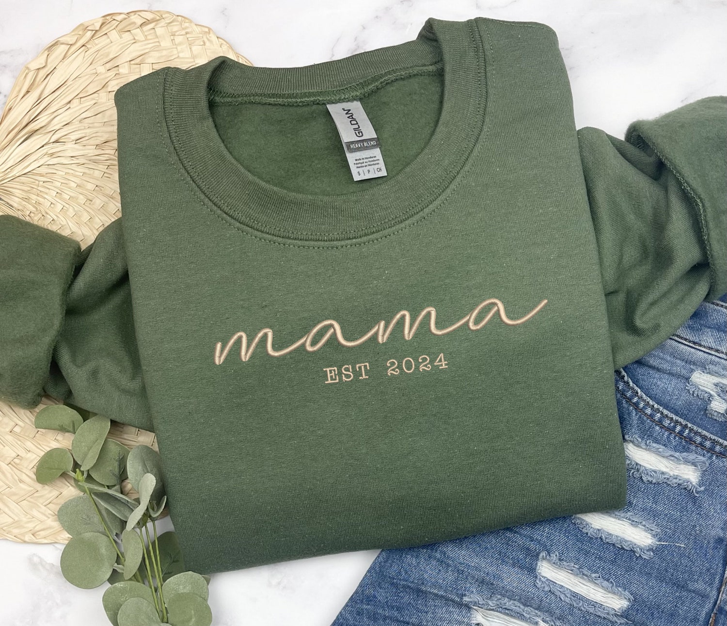 Mama Embroidered Sweatshirt Personalized Mother's Day Gift Mama EST Sweatshirt for Mom image 4