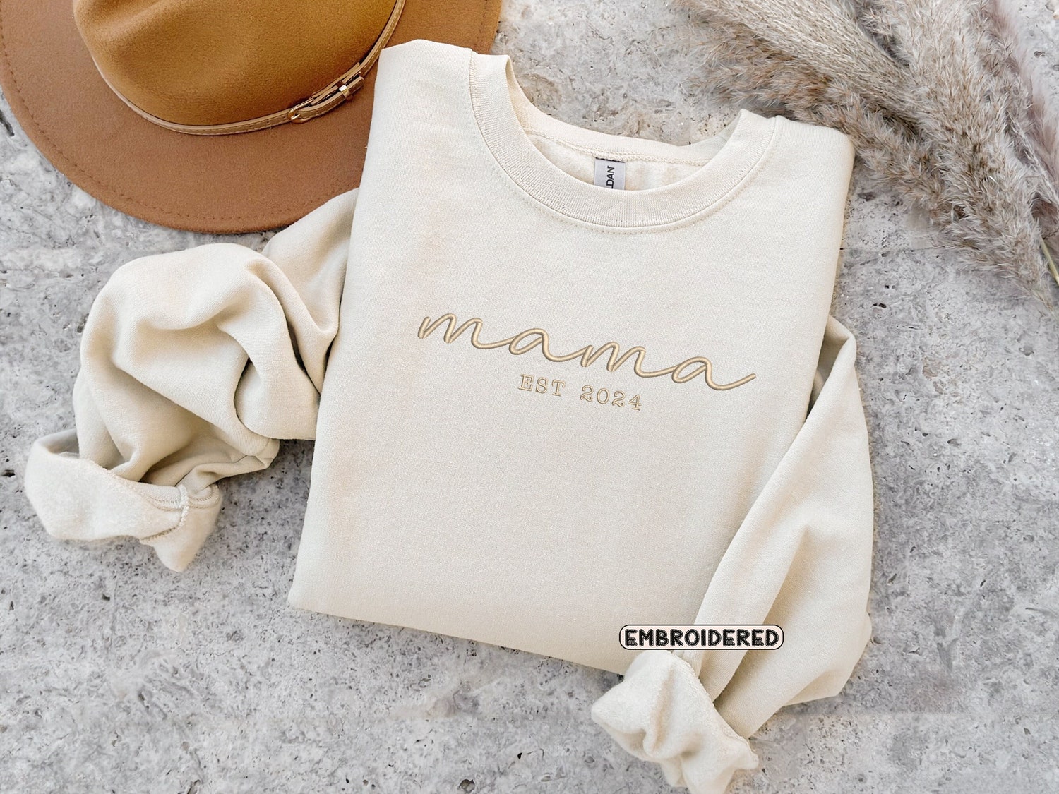 Mama Embroidered Sweatshirt Personalized Mother's Day Gift Mama EST Sweatshirt for Mom image 2