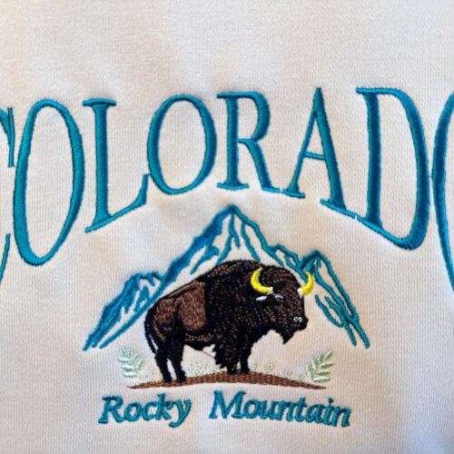 Colorado Mountain Embroidered Sweatshirt Bison Hoodie Colorado T-shirt Gift for All image 0