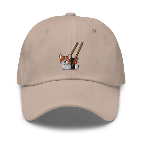 Cute Chubby Sushi Corgi Dad Hat - Embroidered Unisex Baseball Cap Funny Corgi Gift image 0