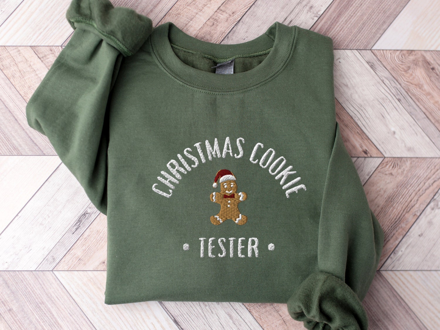 Embroidered Christmas Cookie Tester Sweatshirt Matching Couples or Best Friend Christmas Sweater image 4