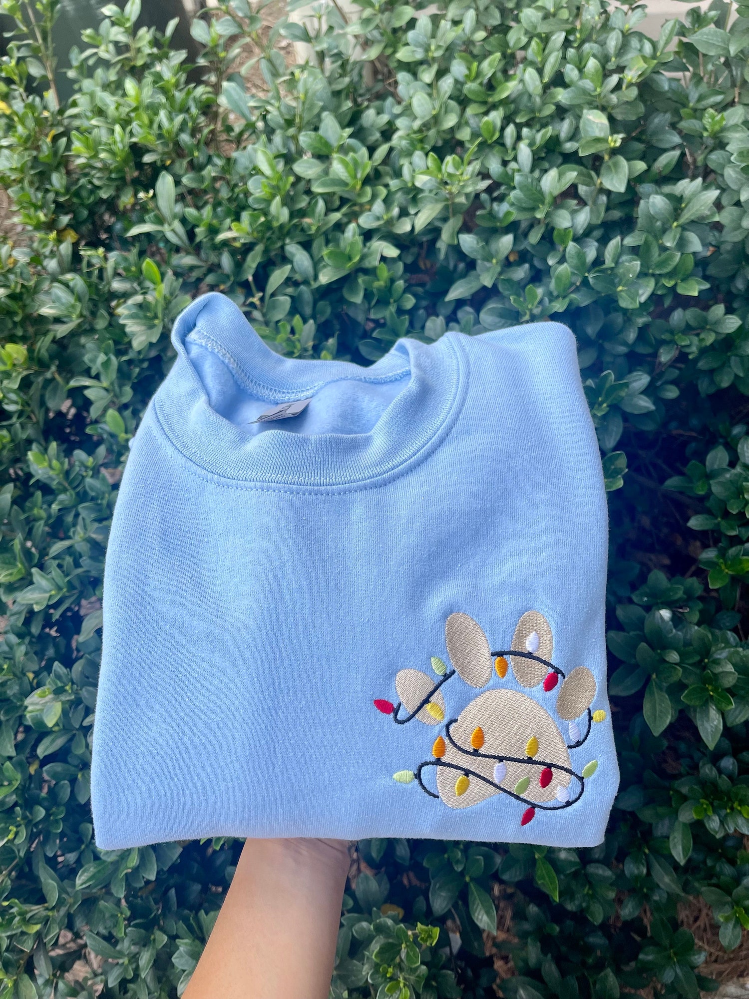 Embroidered Paw Print Christmas Sweatshirt for Dog Moms - Pet Lover Holiday Gift image 2