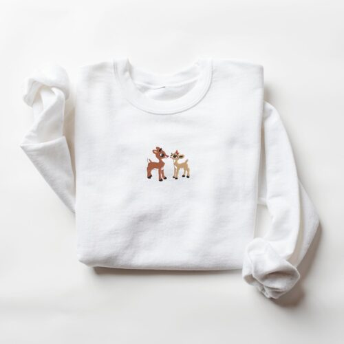 Classic Rudolph and Clarice Embroidered Christmas Sweatshirt Christmas Movie Gift Idea image 0