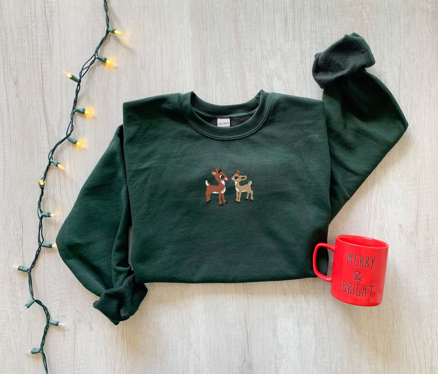 Classic Rudolph and Clarice Embroidered Christmas Sweatshirt Christmas Movie Gift Idea image 3