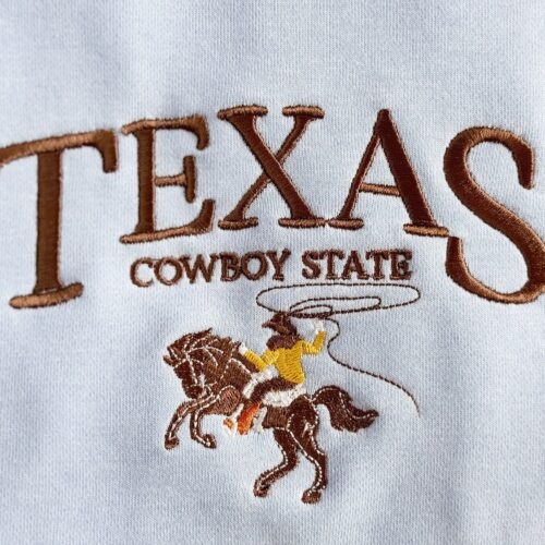 Texas Cowboy State Embroidered Sweatshirt Vintage Western Hoodie Texas Crew Neck Sweater image 0