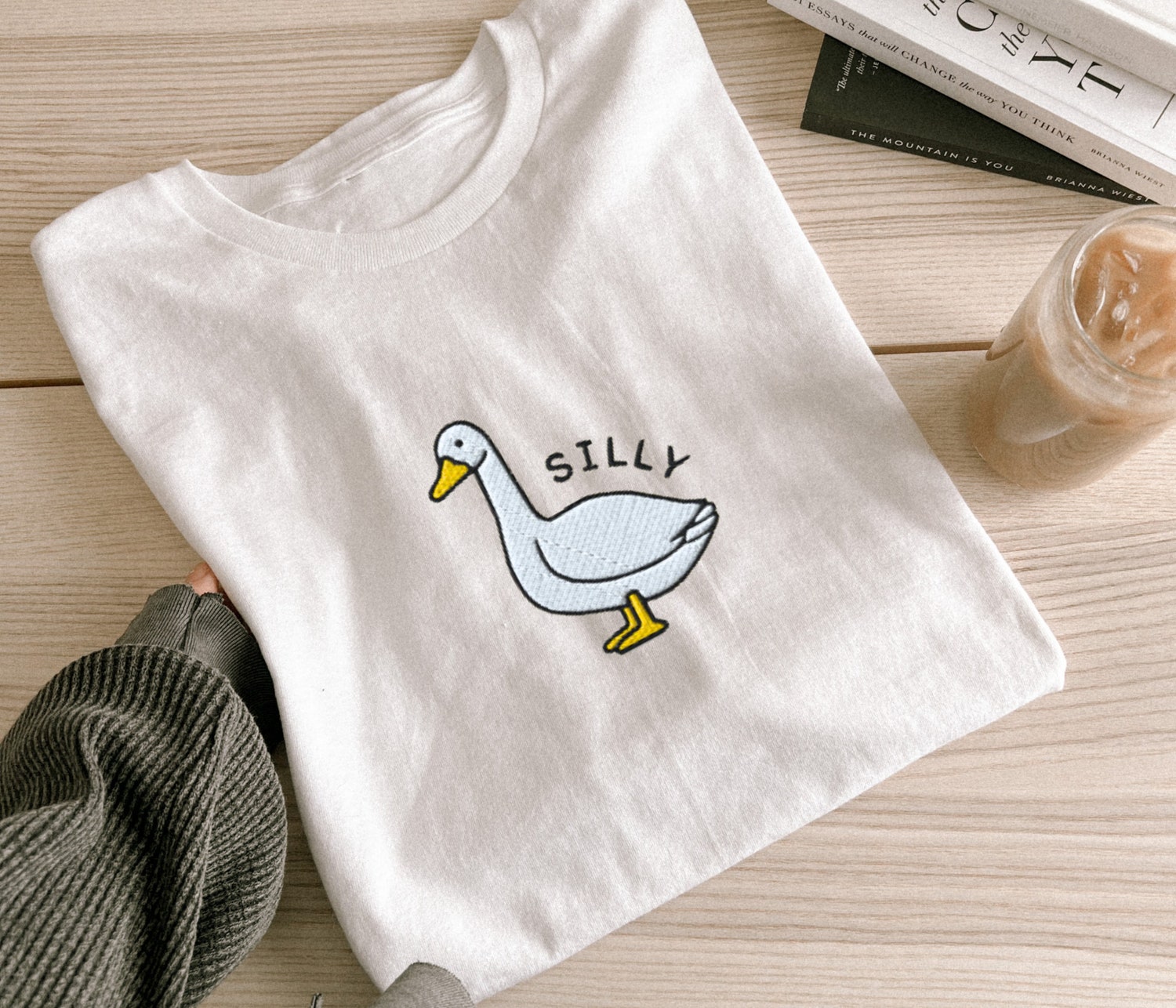 Embroidered Silly Goose Comfort Colors T-Shirt Funny Farm Animal Sweatshirt Silly Goose Shirt image 1