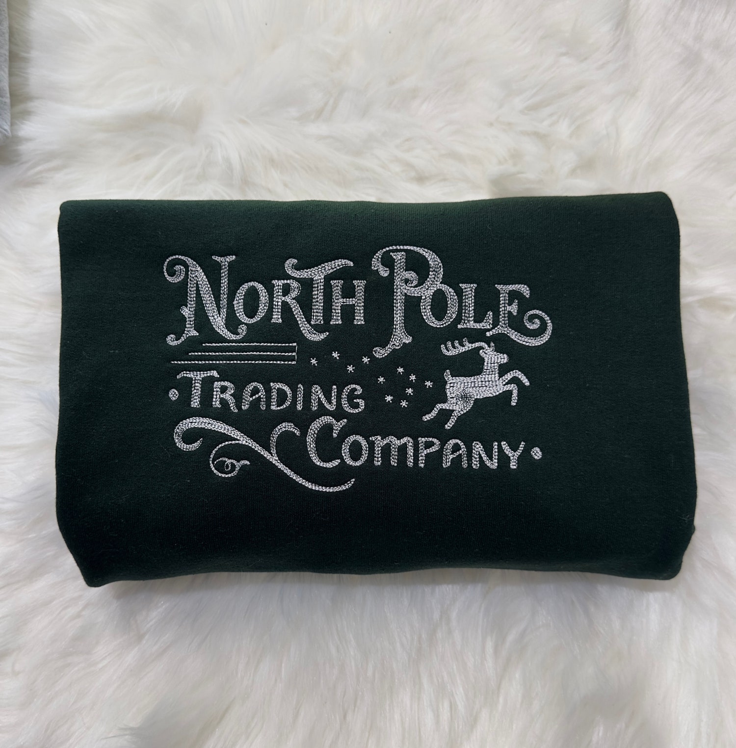 Vintage North Pole Trading Company Embroidered Christmas Sweatshirt Hoodie Holiday Apparel image 1