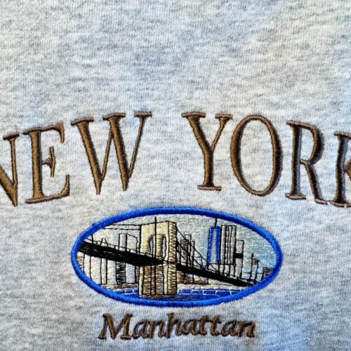 New York State Embroidered Sweatshirt Manhattan Bridge Hoodie Custom Crew Neck Sweater image 0