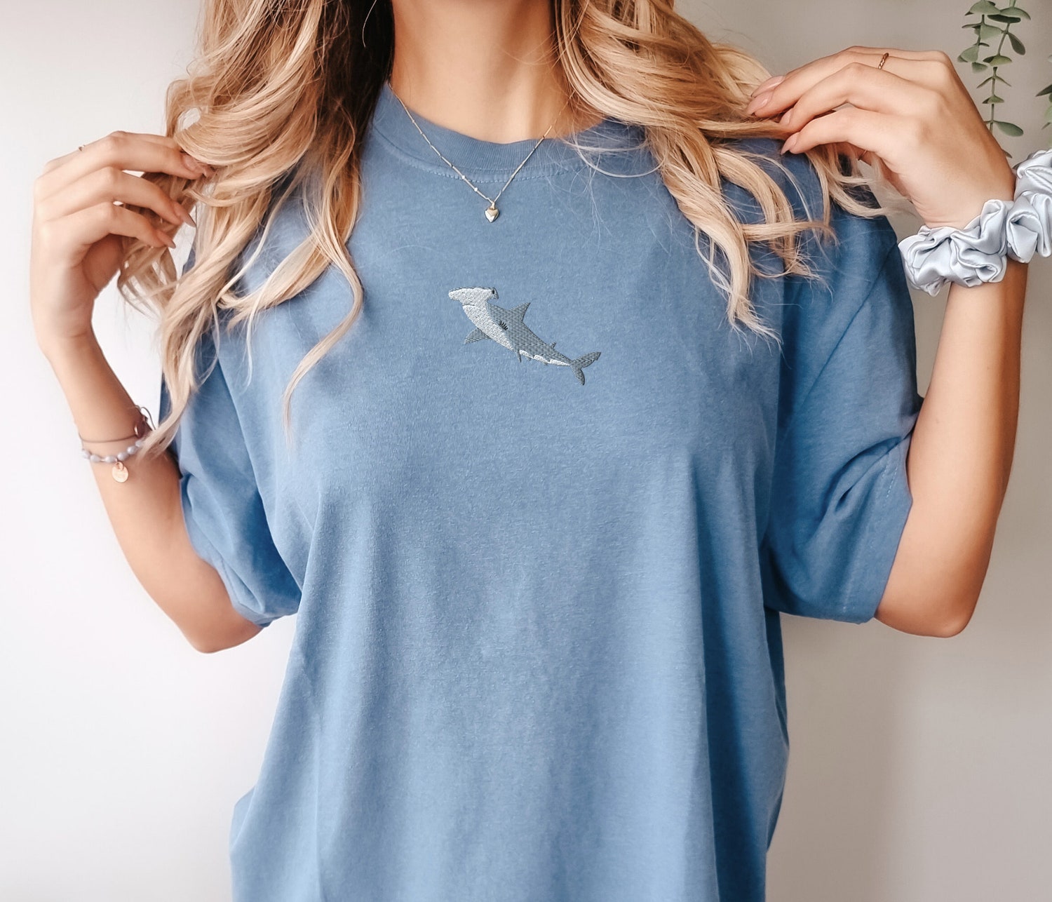 Embroidered Hammerhead Shark Unisex T-Shirt Marine Biology Gift Comfort Colors Tee image 2