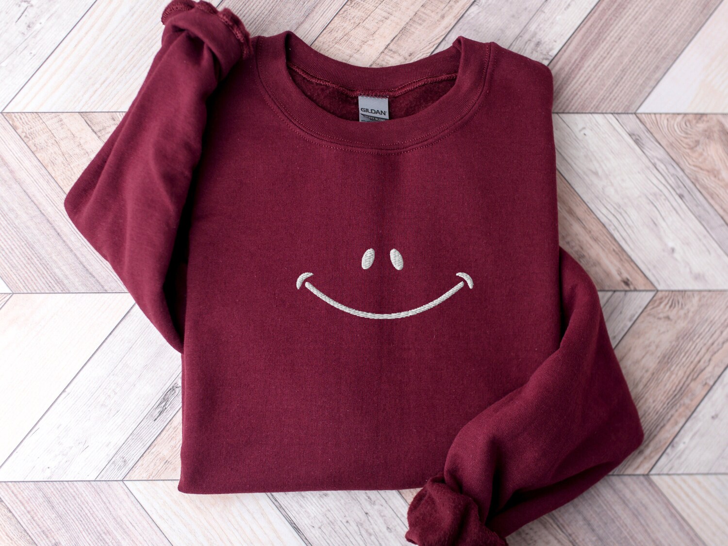 Retro Smiley Face Embroidered Sweatshirt Unisex Vintage Y2K Smile Shirt Gift for Him/Her image 5