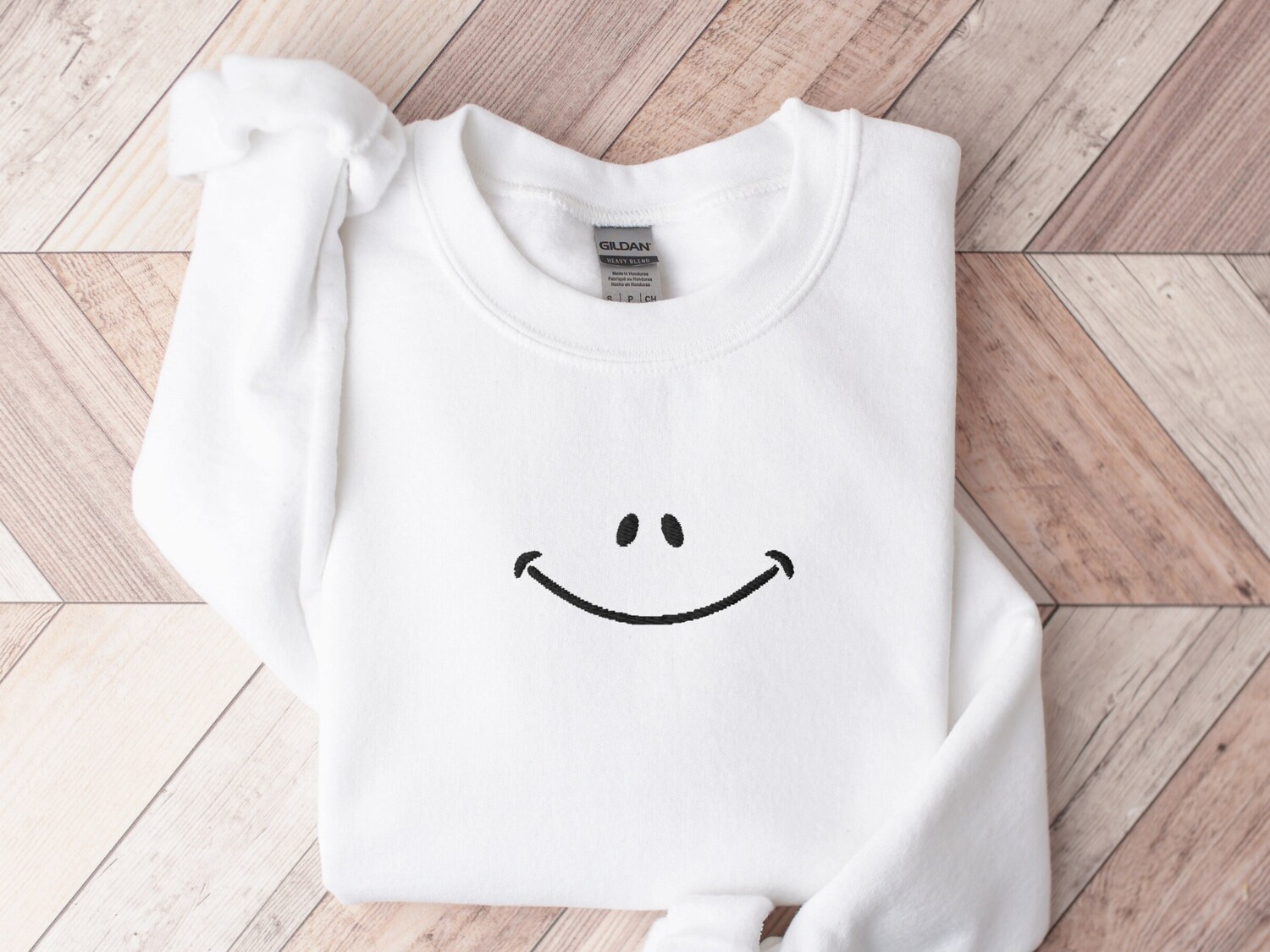 Retro Smiley Face Embroidered Sweatshirt Unisex Vintage Y2K Smile Shirt Gift for Him/Her image 1