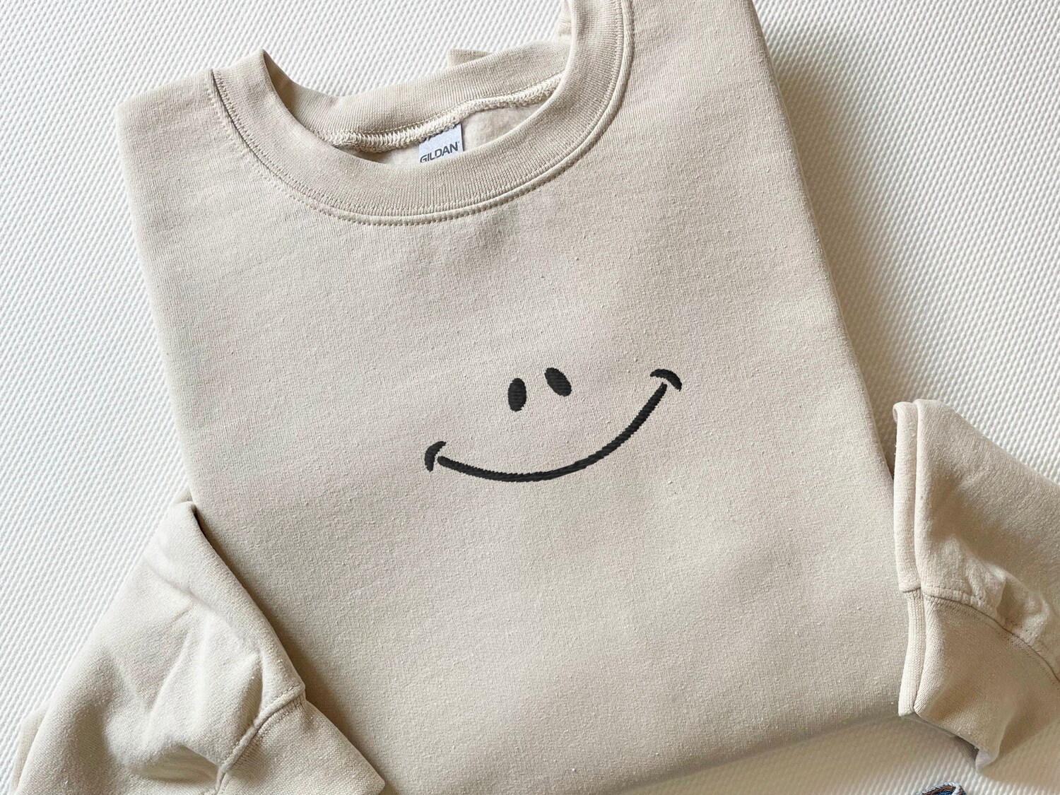 Retro Smiley Face Embroidered Sweatshirt Unisex Vintage Y2K Smile Shirt Gift for Him/Her image 4