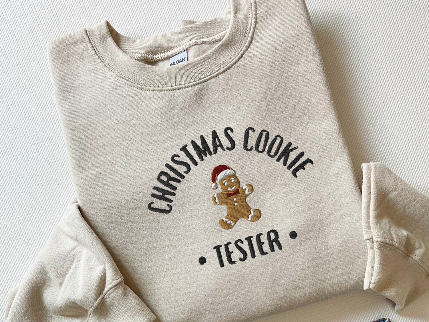 Embroidered Christmas Cookie Tester Sweatshirt Matching Couples or Best Friend Christmas Sweater image 1