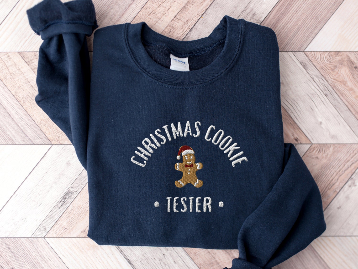 Embroidered Christmas Cookie Tester Sweatshirt Matching Couples or Best Friend Christmas Sweater image 3