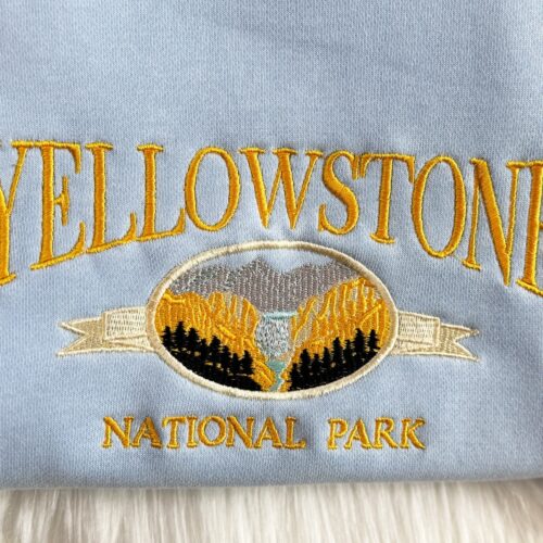 Yellowstone National Park Embroidered Sweatshirt Grand Canyon Hoodie Montana Crew Neck Sweater image 0