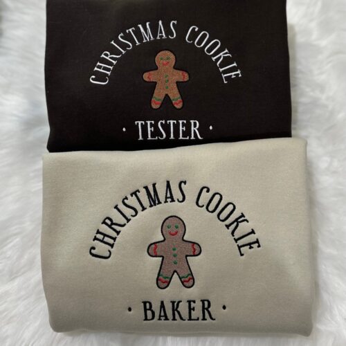 Vintage Christmas Cookie Tester Embroidered Sweatshirt Hoodie - Festive Baker Holiday Apparel image 0